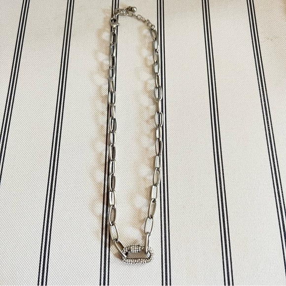 Silver Rhinestone Chunky Chain Necklace - Picture 4 of 5